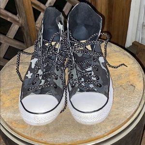 Black & Gray Camo Converse Sneakers